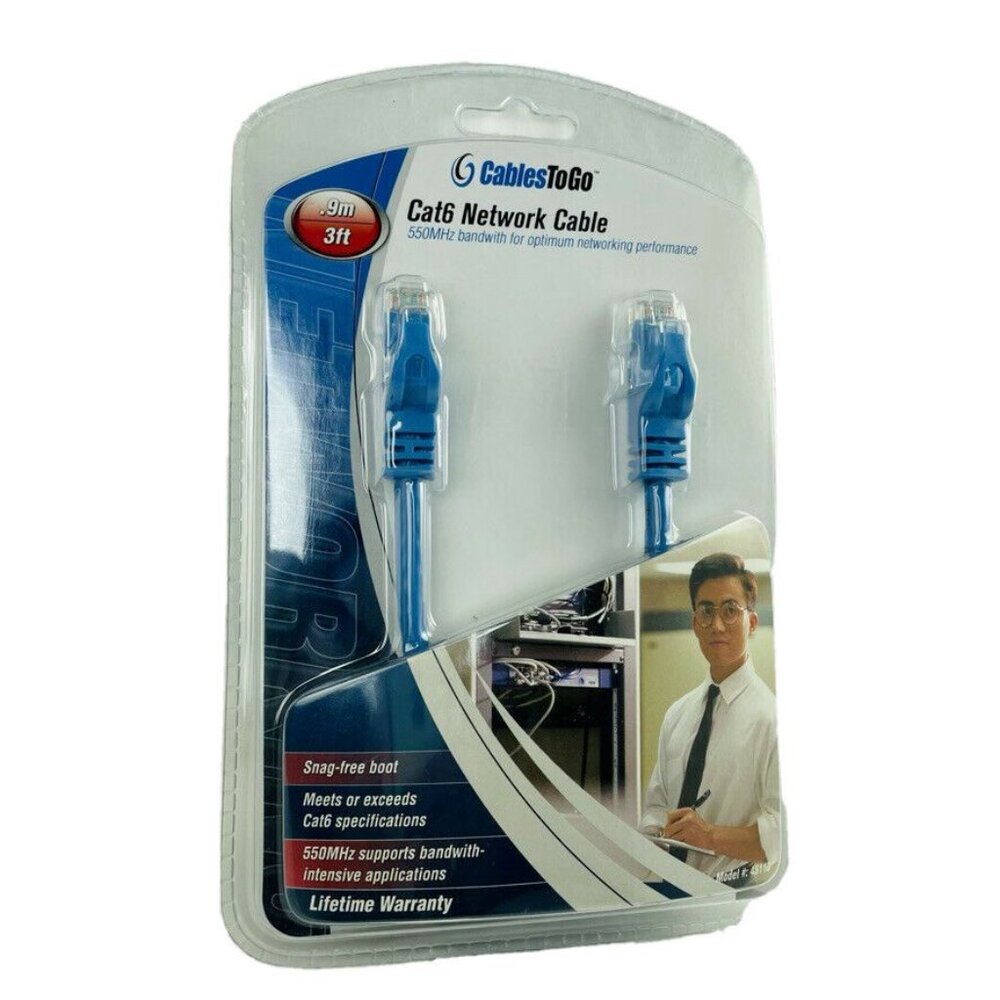 Cat6 Network Computer Cable 3Ft .9m RJ45 Clip u CablesToGo